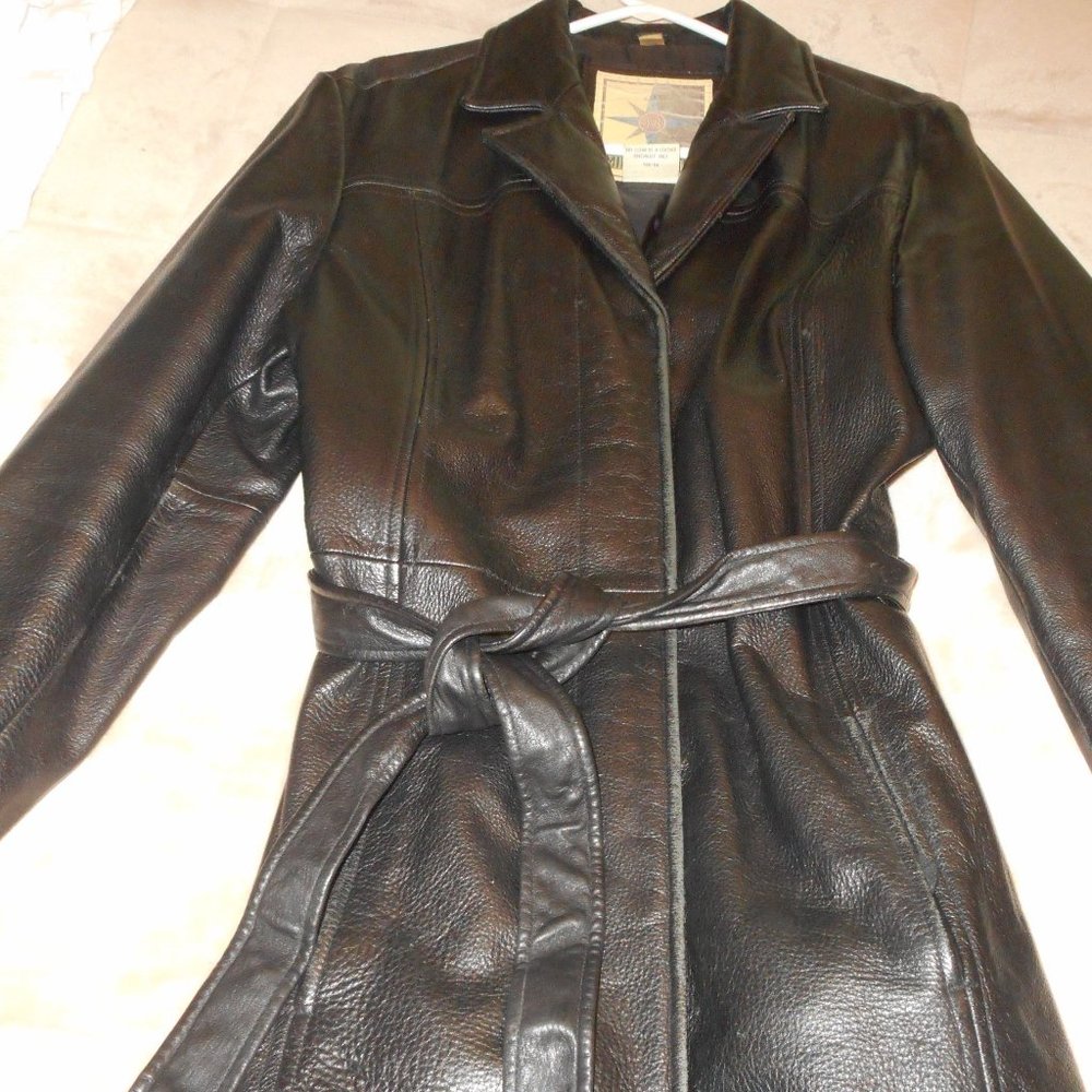 Black Leather Coat by Middlebrook Park